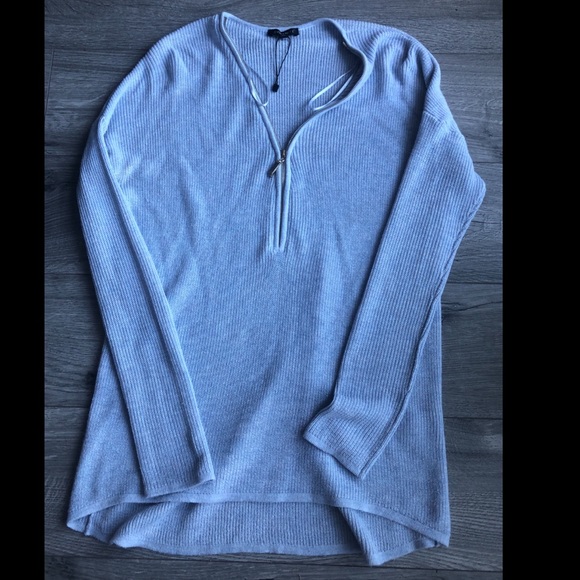 Dynamite Pale Blue Zippered Knit Sweater - Picture 1 of 1